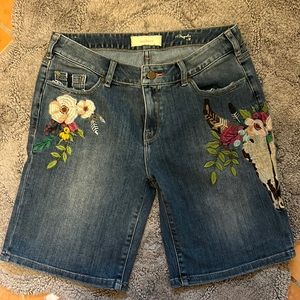 Sundance embroidered jean shorts
